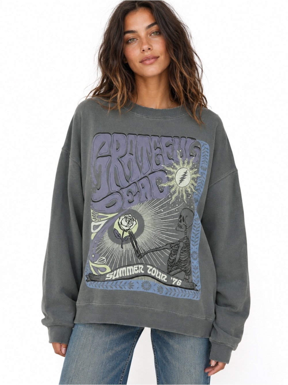 American Eagle Grateful Dead Summer Tour 76 Distressed Sweatshirt XS